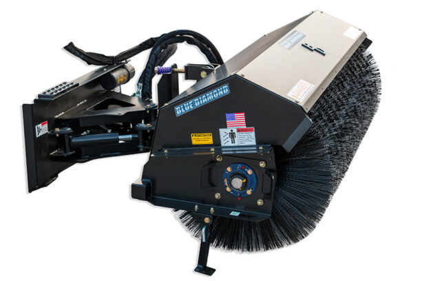 Skid Steer Severe Duty Angle Broom Attachment | Blue Diamond