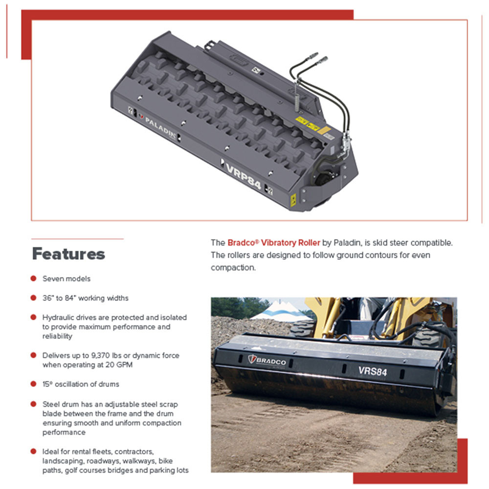 Skid Steer Smooth Vibratory Roller Attachment | Bradco - Image 3