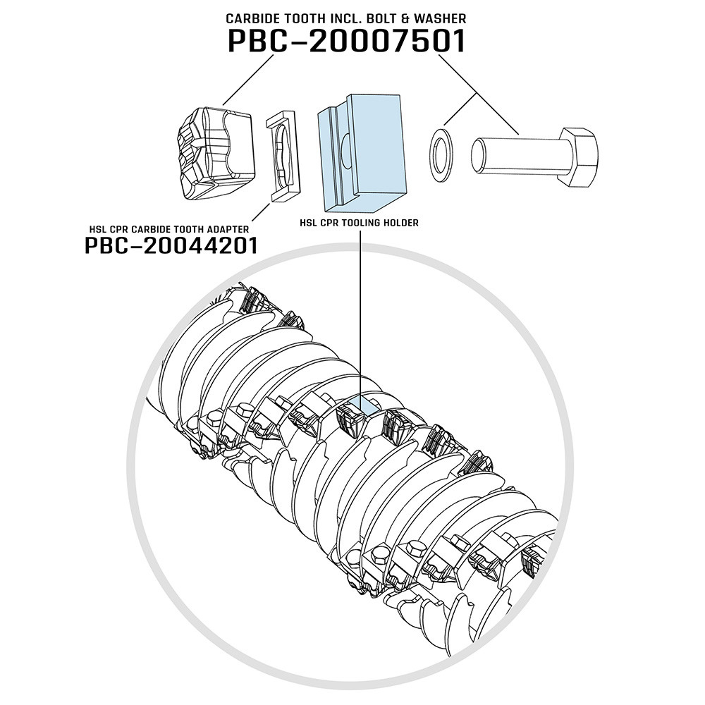 Double Carbide Mulching Tooth | Promac - Image 4